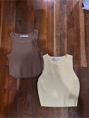 Zara Ribbed Tank Tops - set of 2